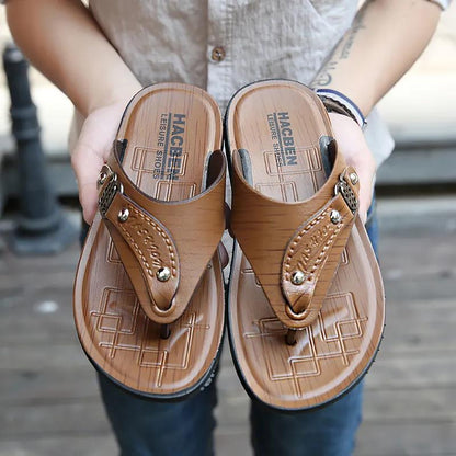 Summer Men's  Beach Sandals Flip-flops Non-slip Soft Bottom Outside Wear Slippers