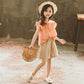 Girls' Suits Summer Clothes Western Style Girl's Shorts Two-piece Short Skirts Middle and Large Children Korean Students