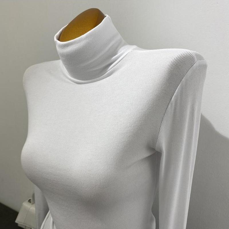 Women Winter Turtleneck Sweater Fashion Slim Pullover Knitted Jumper Long Sleeve White Black High Neck Sweaters Women Fall Basic Top Clothes