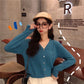 Spring and Autumn Clothing Net Red Knitted Cardigan Female Korean Version of The Western Style V-neck Wild Long-sleeved Bottoming Shirt Top