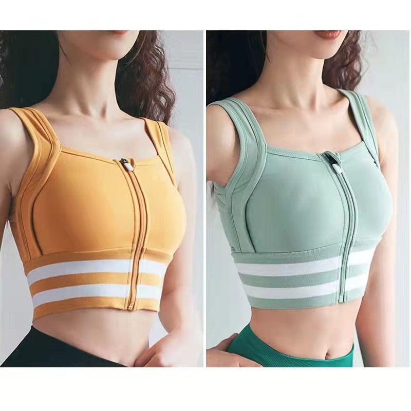 Women's Zipper Fitness Bra Sports Underwear Shockproof Running Yoga Bras Gathering Anti-sagging Outside Wearing Vest Yoga Underwear