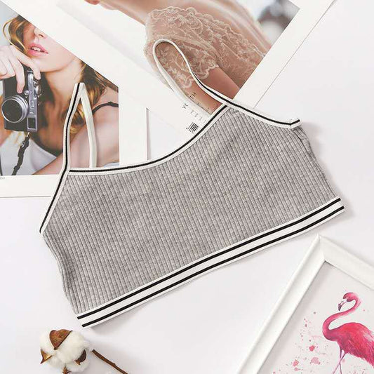 Teenage Puberty Girl Cotton Underwear Student Brassiere Training Bra Solid Color