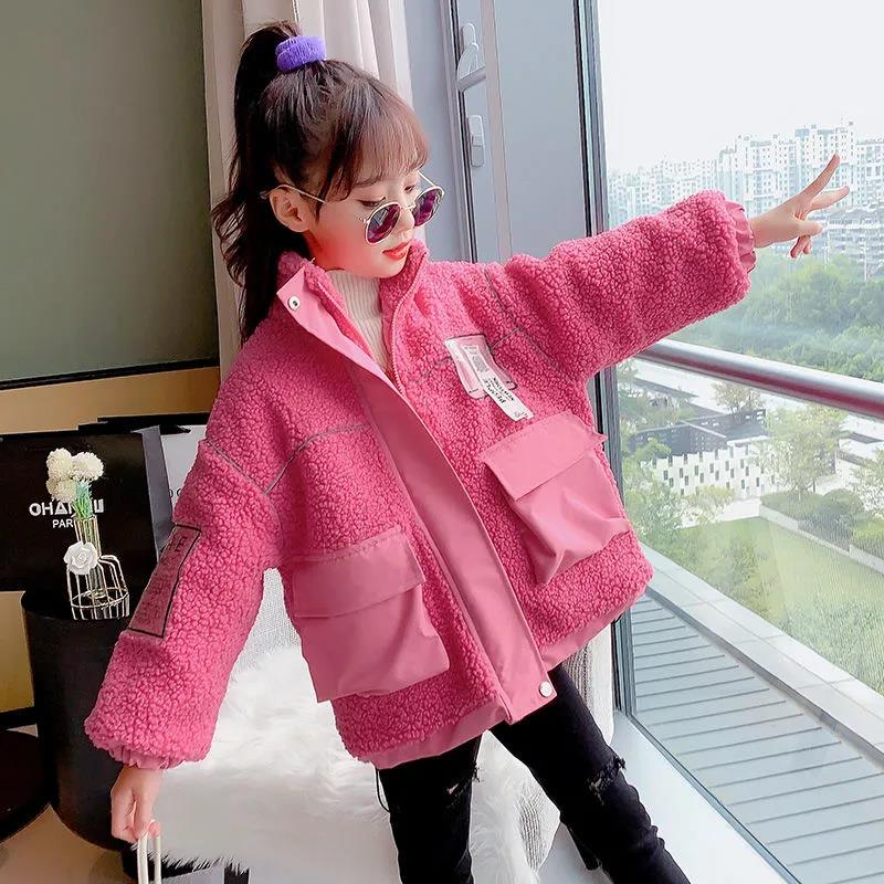 Girls' Jackets Autumn and Winter Clothing Plus Velvet Thickening Warm Jacket