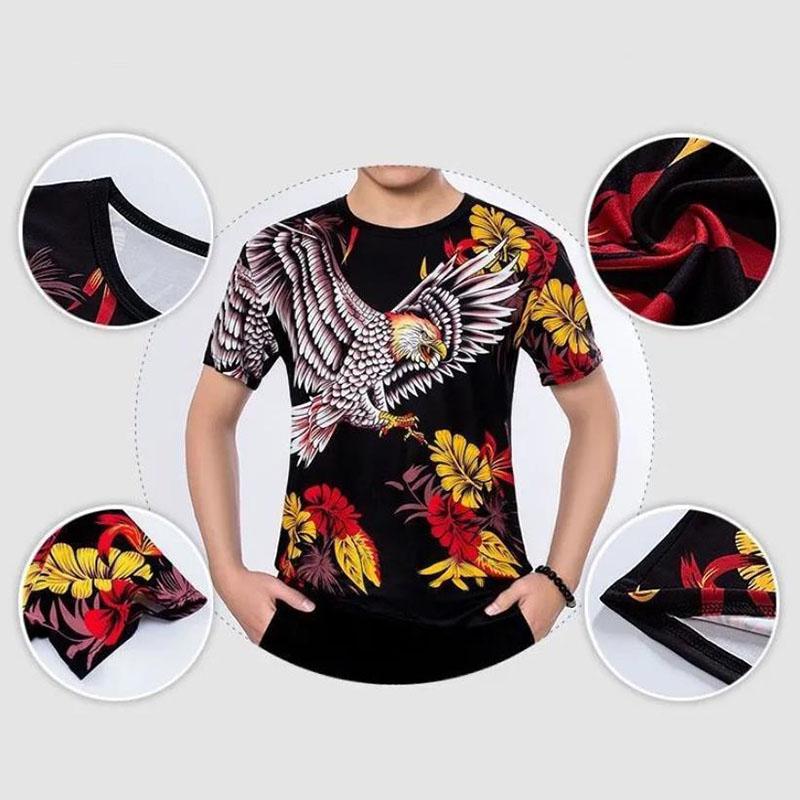3D Animal Print Shirt Men Tees Fashion Overshirt Half Sleeve T-shirt Loose Breathable Pullover Summer