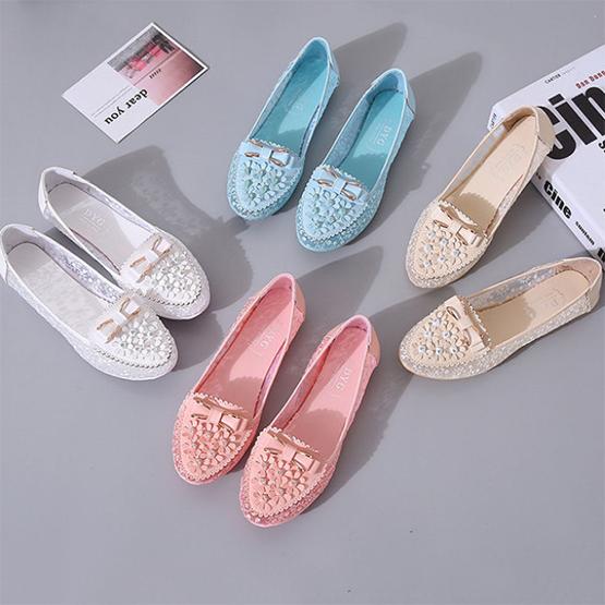 Spring Summer Slip-on Shoes Comfortable Lace Breathable Flat Shoes Female Solid Color Mesh Bow Casual Shoes