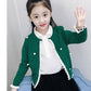 Korean Children's Autumn Sweater White Lace Cuff Knit Cardigan Long Sleeve Jacket