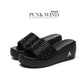 Wedge Heel Sandals and Slippers Ladies Outer Wear Muffin Platform High Heels Black Sequins Comfortable Thick Bottom Fish Mouth Slippers