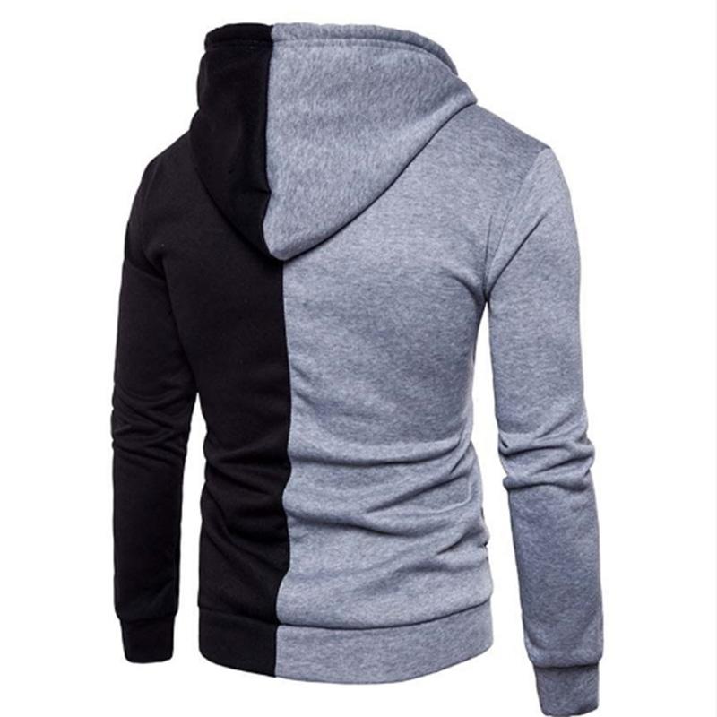 Men's Colorblock Cardigan Jacket Hooded Breathable Fashion Sportswear Men's Spring Sweater Casual Large Size