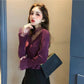 Pofulove Wild Stand-up Collar Net Gauze Style Slim Sexy Jacket Women Autumn and Winter Retro Chic