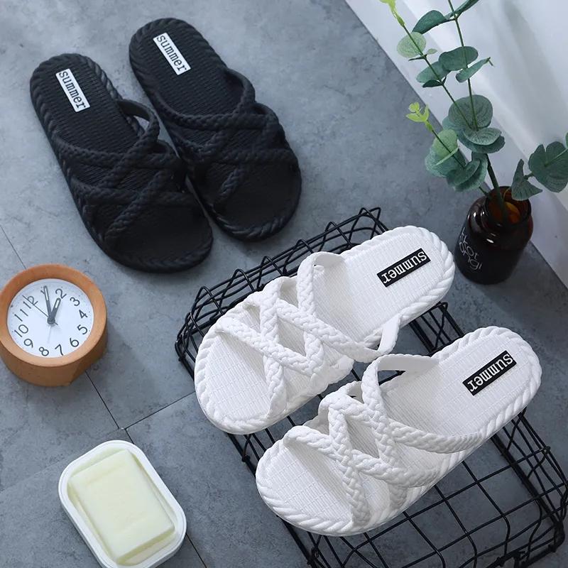 Women's Summer Slippers Soft Bottom Indoor Mute Non-slip Household Bathroom Slippers Large Size Deodorant Couple Slippers