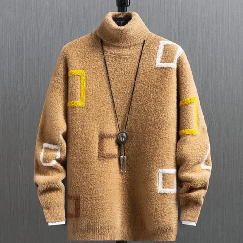 Thick Mink Velvet Turtleneck Sweater Men Winter Korean Loose Knit Sweater Trendy Men's Sweatshirts