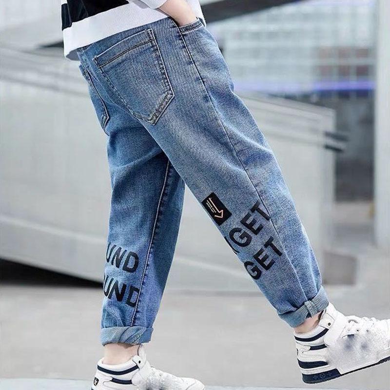 Boys' Denim Trousers Children's Clothing Jeans Spring and Autumn Clothing Boys Korean Casual Pants and Leggings