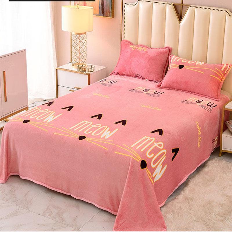 1.5/1.8/2m Bed Flannel Bed Sheet Single Double Coral Pile Blanket Double Sided Plush Bed Sheet Twin Queen King Size