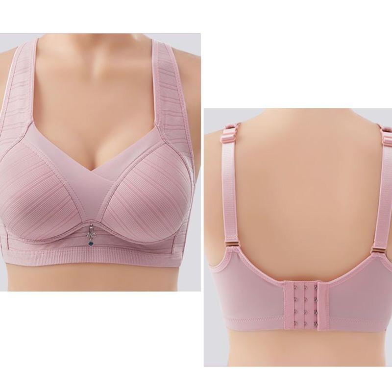 Large Size Underwear Women's Thin No Steel Ring Bra Adjustable Comfortable Top Support Anti-sagging Anti-glare Gather Bra