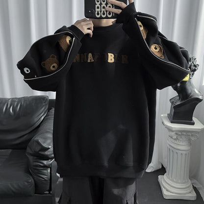 Plus Velvet Thick Sweater Men's Loose Large Size Jacket Youth Autumn and Winter Long-sleeved T-shirt Pullover Top Men's Trend