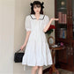 Summer Women's Tie Pompous Graceful Dress Simple Elegant Loose Slim Mid Long Pleated Solid Dress