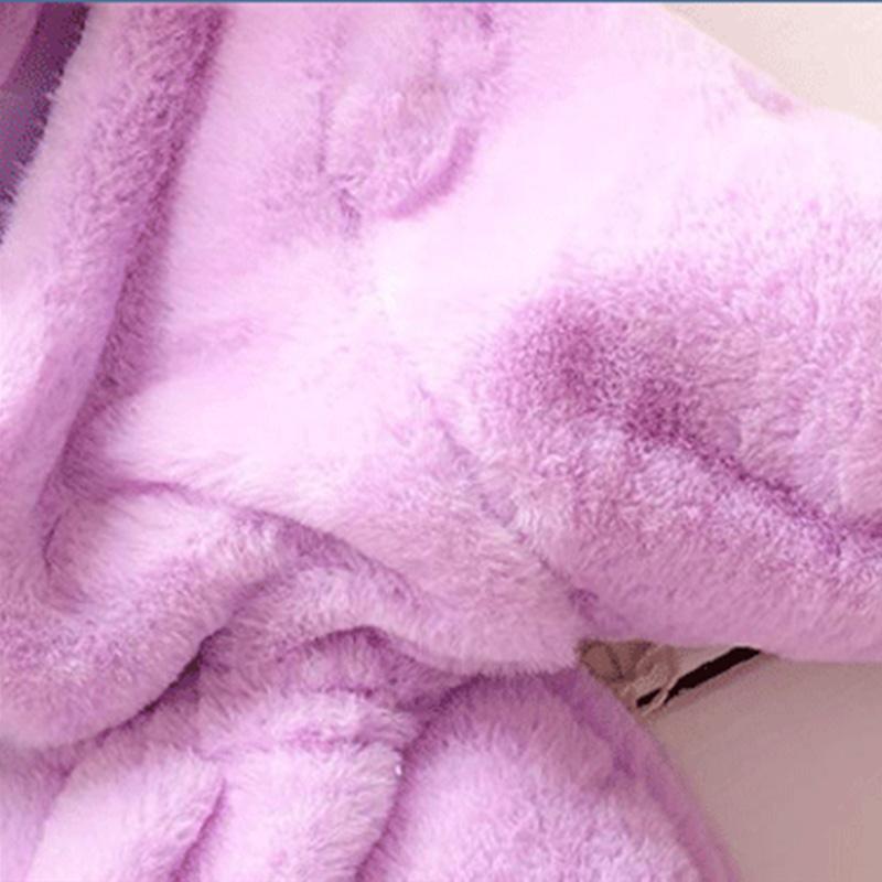 Girls' Winter Padded Wool Sweater Jacket Children's Fur Collar Cotton-padded Jackets Girl's Winter Fur Plus Velvet Padded Jacket