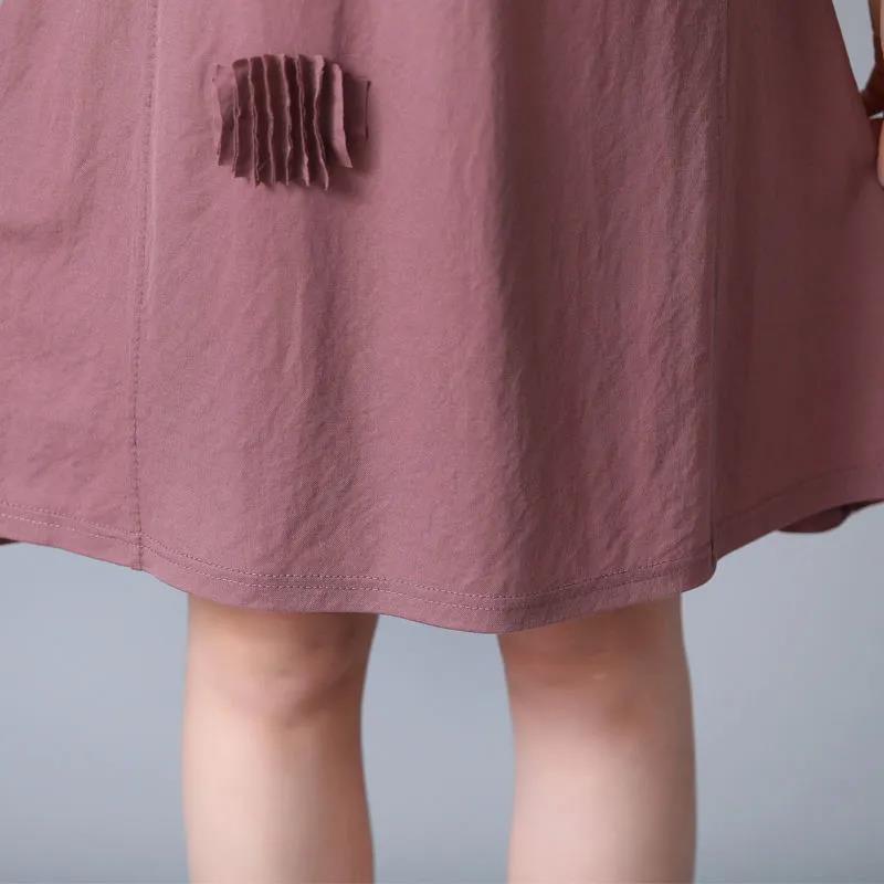 Large Size Loose Simple Style Women's Summer Dress Short Sleeve Round Neck Solid Color Knee-length Daily Wear