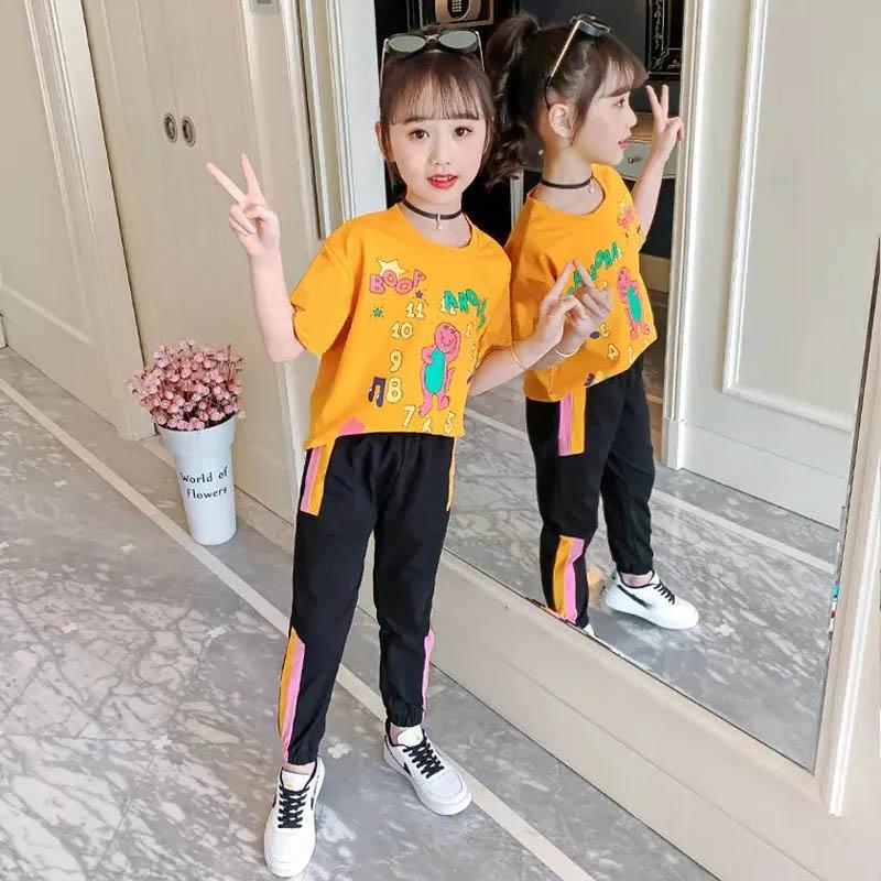 Girls Suit Spring and Autumn Korean Version Children's Dance Practice Daily Comfortable Breathable Long-sleeved Sweater Two-piece Set