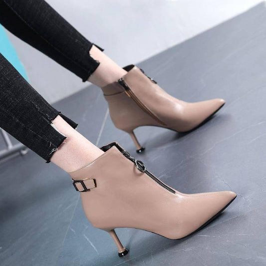 Boots Women Ankle Boots Pointed Toe Chunky High Heel Boots Women Pumps Female Sexy Stiletto Boots