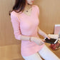 Autumn and Winter All-match Bottoming Shirt V-neck Slim Solid Color Top Long-sleeved Short Female Sweater