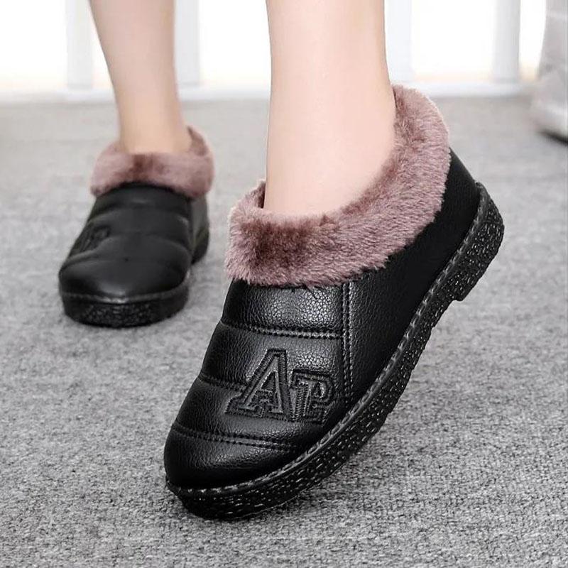 Thicken Plus Velvet Warm Women's Cotton Shoes Non-slip Flat Snow Boots Short Boots Winter Shoes