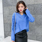 Knitted Sweater Women Autumn and Winter Loose Women's Korean Style Long-sleeved Pullover Tassel V-neck Knitted Bottoming Shirt