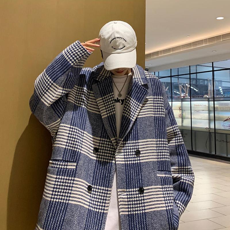 Autumn and Winter Warm Long-sleeved Casual Men's Handsome West-turned Coat Mid-length Warm Temperament Windbreaker