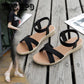 Pair of Women Shoes Anti-slip Linen Summer Sandals Open Home Toe Flats Shoes