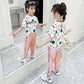 Girls Suit Summer Sports Leisure Loose and Breathable Children's Clothing Girl Short-sleeved Trousers Letter Printing All-match Two-piece Set