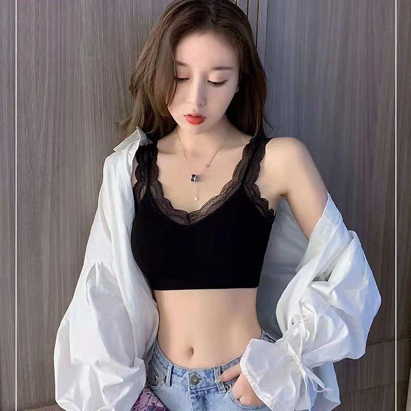 Women's Sexy Lace Wrapped Chest  Push Up Bra Top Beautiful Back Underwear Tube Top Wear Anti-glare Sports Underwear No Steel Ring Gather Chest