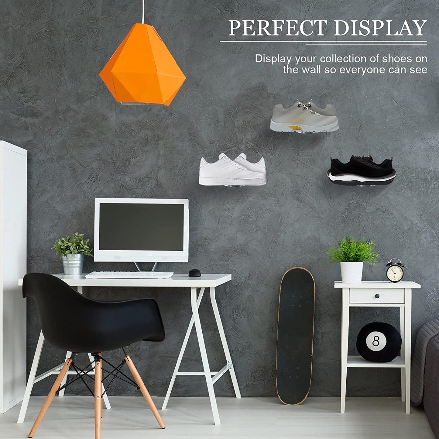 12-Piece Floating Shoe Display Stand for Wall Mount Including Acrylic Floating Sneaker Stand Shoe Rack with Phillips Screws, Extension Tube and Tape