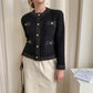 Women's Short Knitted Cardigan Autumn Winter Solid Color Sweater Coat Women's Pearl Button Twist Knit Top Cardigan Sweaters with Pockets