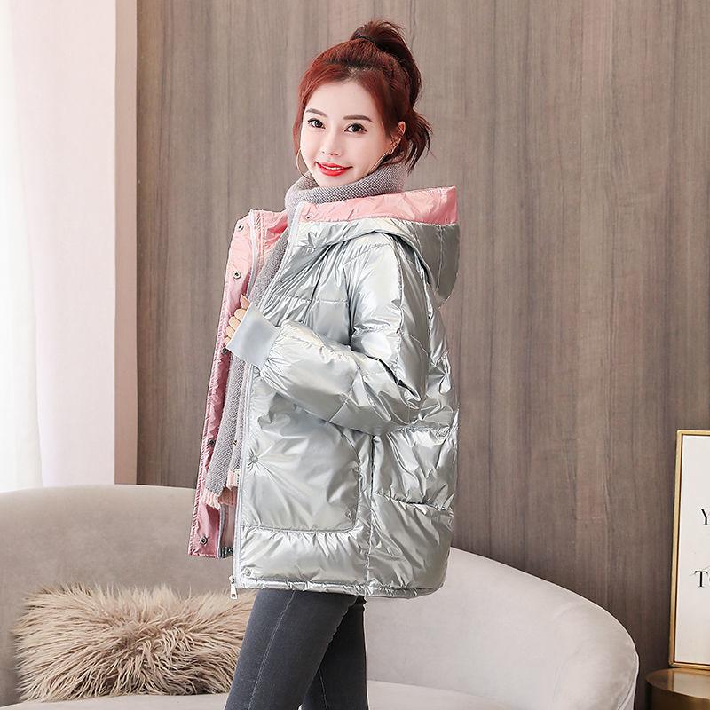 Glossy Cotton-padded Jacket Women's Short Cotton-padded Jacket Loose Bread Clothes Winter Cotton-padded Jacket Hooded Jacket