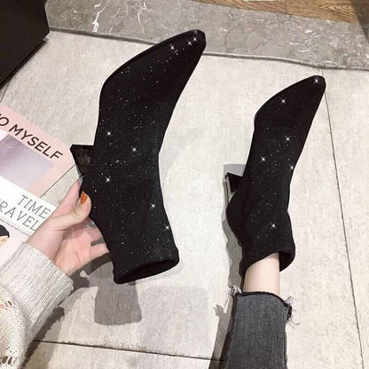 Autumn Winter British Wind Martin Boots Women's Booties Pointed Sexy with Wild Women's Boots