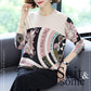 Ethnic Style Plus Size Printed Wool Sweater Ladies Thin Knit Bottoming Sweater O-neck Short Cashmere Sweater Jumper