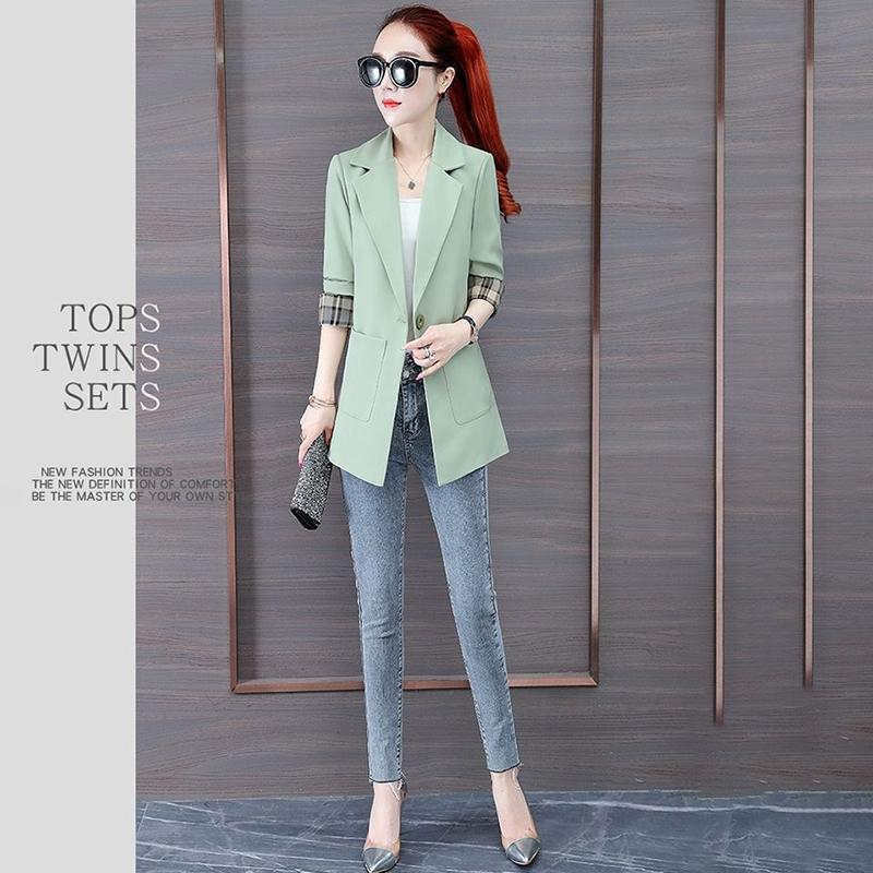 Women's Suit Jacket Spring and Autumn Single Buckle All-match Slim Slimming Jacket Suit Women's Casual Jacket Professional Wear