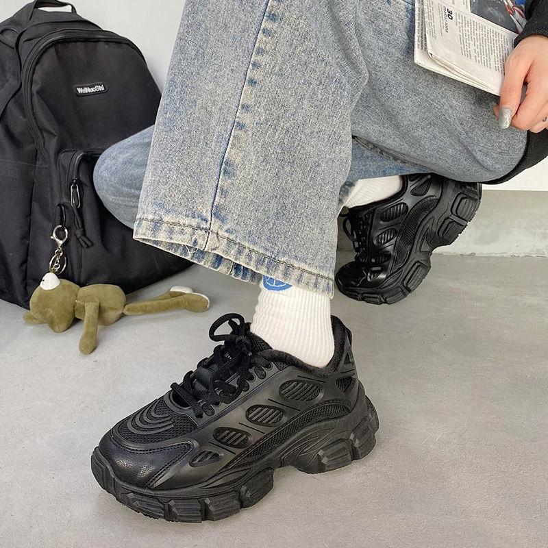 Daddy Shoes Women All-match Spring Sports Shoes Women Casual Comfortable Thick-soled Black Shoes Women