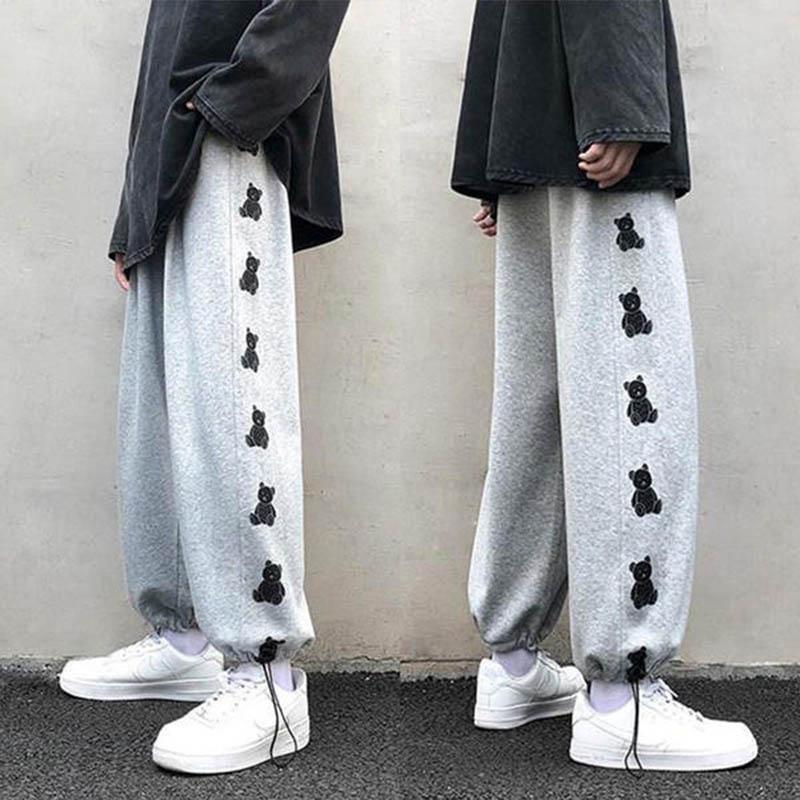 Women's Black Sports Pants Plus Velvet Thickened Autumn and Winter Pants Women's Outer Wear Korean Style Loose Student Leisure Beamed Wide-leg Pants