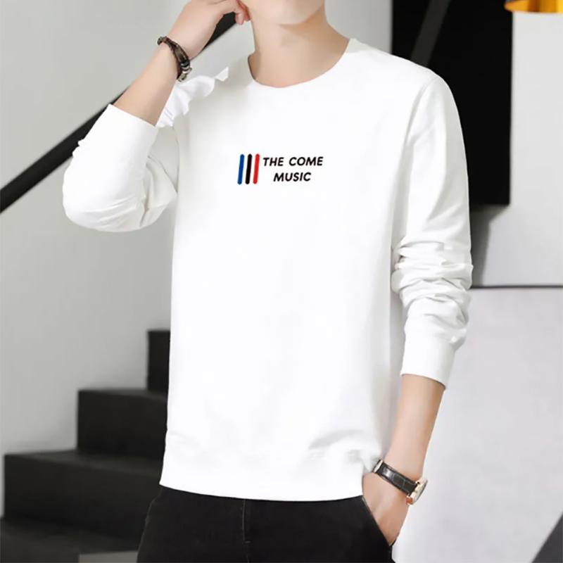 Cotton Round Neck Sweater Men's Autumn Trend Loose Long Sleeves Learn All-match Thin Print Sweatshirts