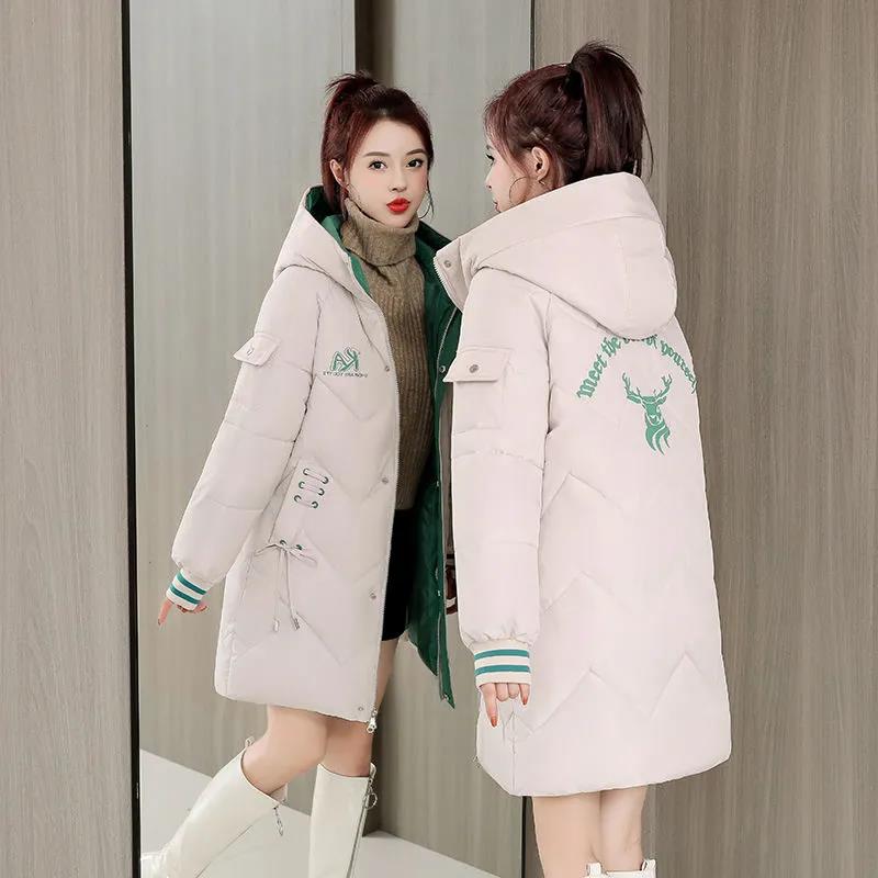 Down Cotton Bread Jacket Women's Mid-length Korean Cotton-padded Jacket Fashion Thick Cotton-padded Coat Loose Large Size Jacket
