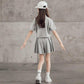 Girls Summer Cotton Suit Breathable Sweat-absorbing Soft and Comfortable Short-sleeved Casual Sports T-shirt + Shorts Two-piece Set