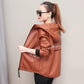 Autumn and Winter Fashion Slim Hooded Leather Ladies Short Jacket Pu Jacket Women's Motorcycle Jacket