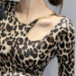 Spring and Autumn Leopard Print T-Shirt Women's Long Sleeve Sexy Top Slim Fit Bottoming Shirt