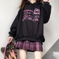 Sweatshirts Anime Hoodies Pink Cartoon Printed Hooded Tops Black Fashion Streetwear Fall Winter Pullover Hoodies Loose Harajuku Hip Hop Sweatshirt