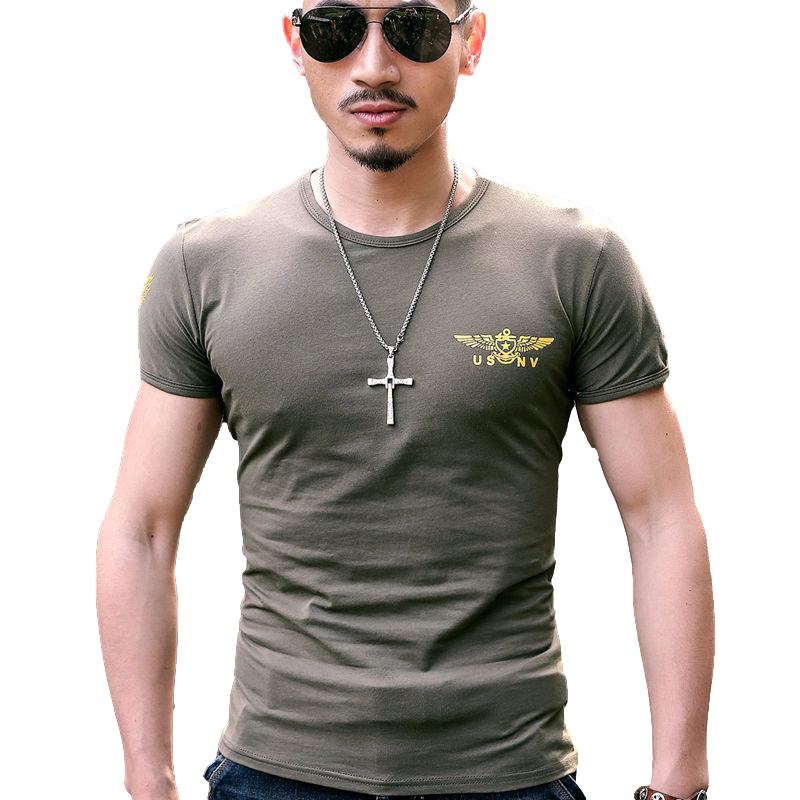 Short-sleeved T-shirt Men's Round Neck Bottoming Shirt Men's Tight-fitting Slim Solid Color Summer Camouflage Top