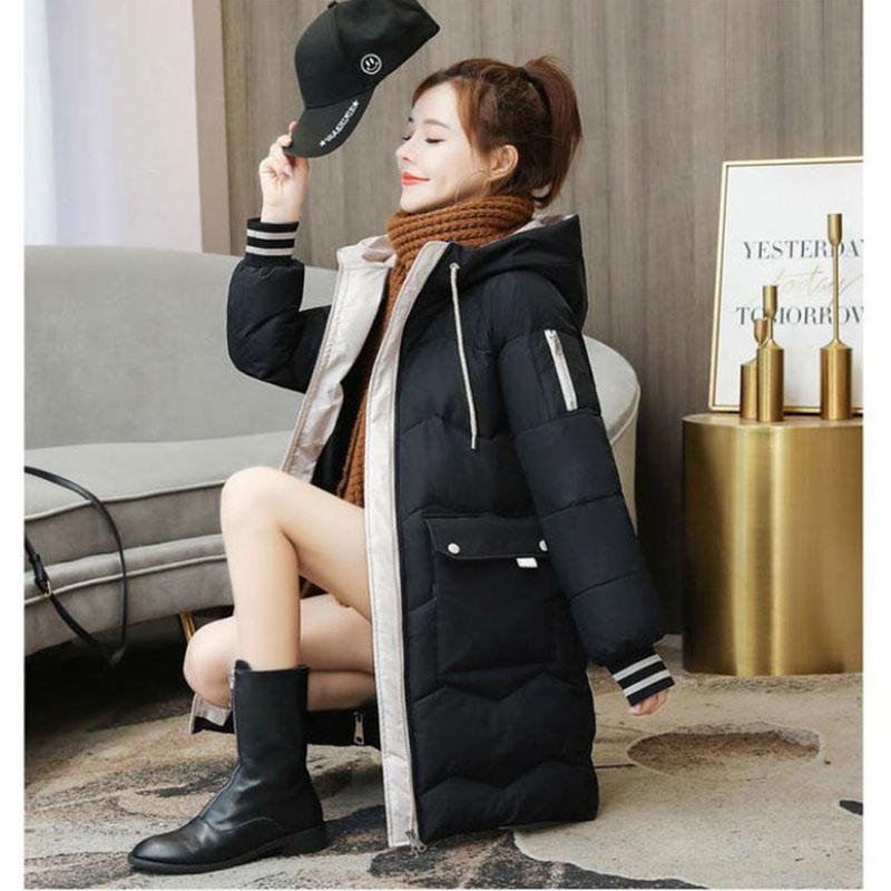 Down Cotton Jacket Winter Thicken Warm Loose Fashion Color Glossy Disposable Stand Collar Mid-length Cotton Jacket Women