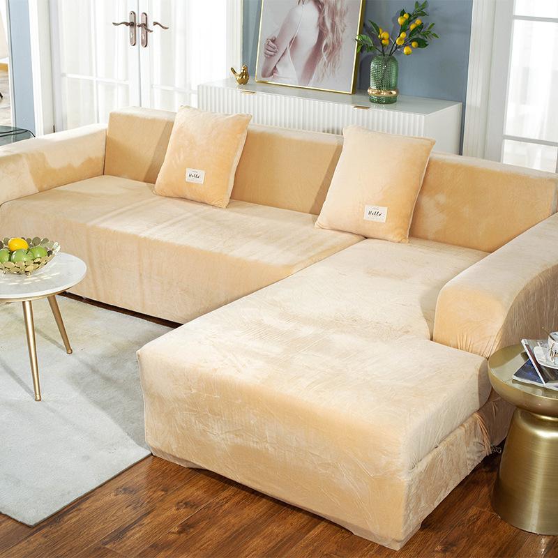 Thick Plush Solid Color Sofa Cover Elastic Non-slip One-piece Sofa Cover Universal All-inclusive Chaise and Lazy Combination