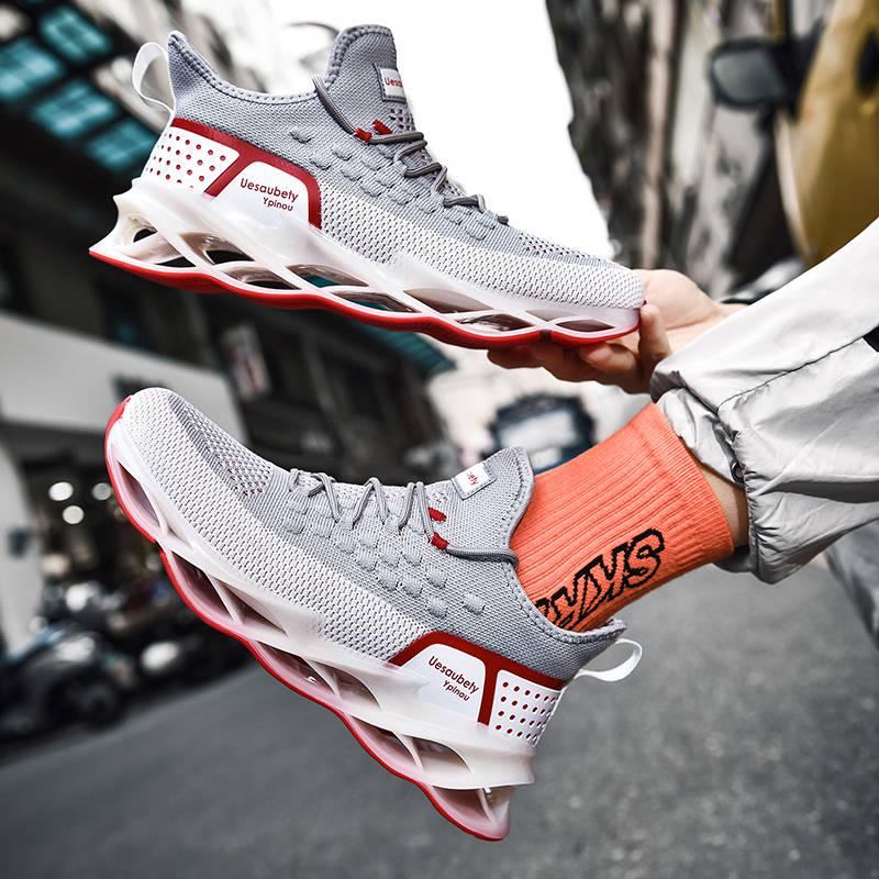 Men's  Ins Sneakers Aj Shoes Knife Edge Mesh Shoes grey Shoes Increase Student Running Shoes