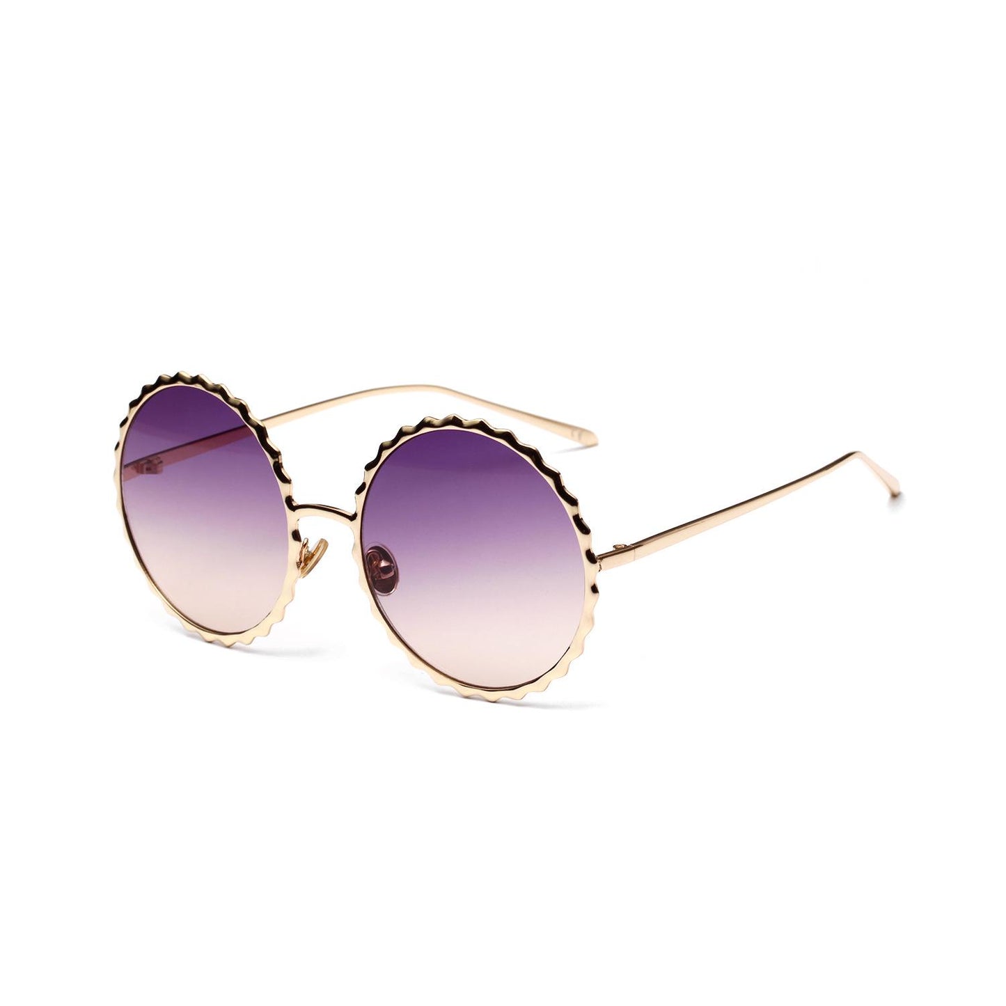 WTEMPO Gear Round Retro Metal Sunglasses Women Exquisite Pop Glasses